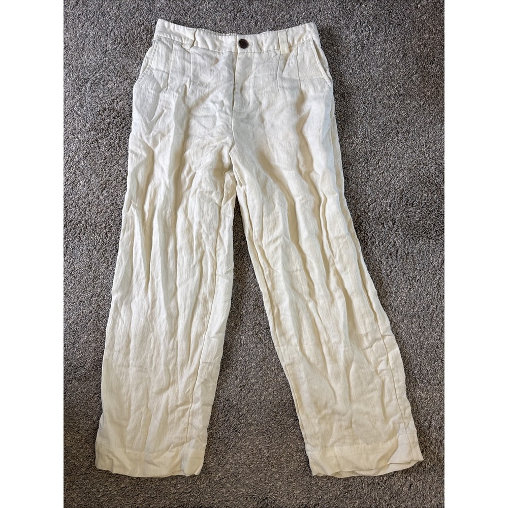 A New Day Women's Linen‎ Pants Pleated Front Regular Cream Size 8